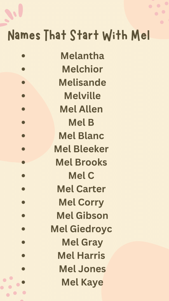 Names That Start With Mel