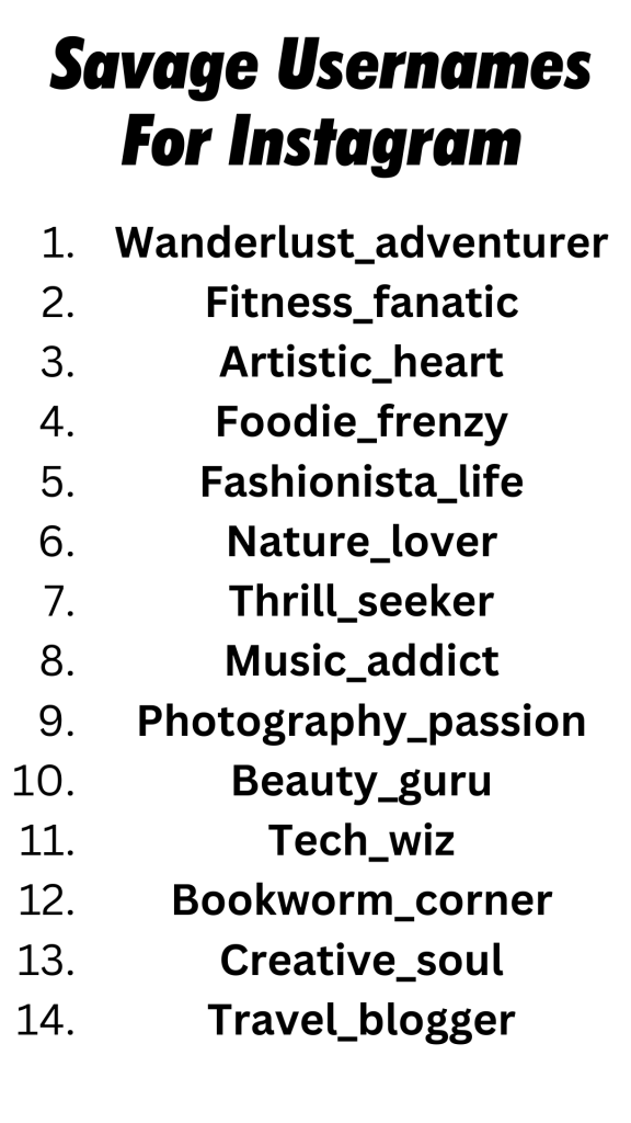 Savage Usernames For Instagram