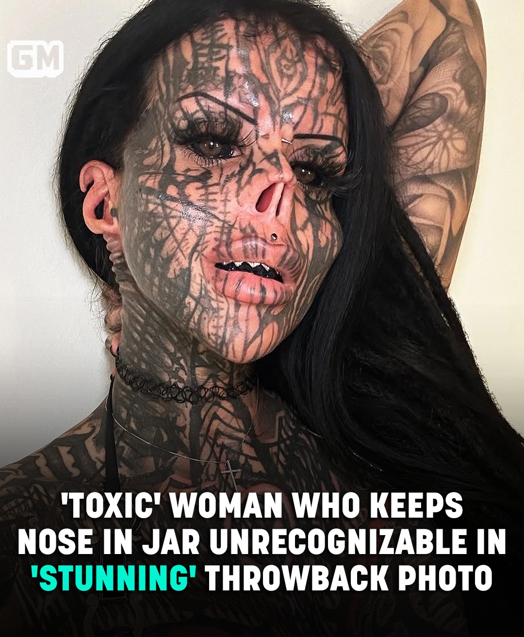 Read more about the article Tattooed Woman Who Keeps Nose In Jar Shocks Fans With Before Photo
