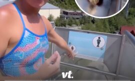 Female diver ignores warnings over men-only waterslide – goes down anyway