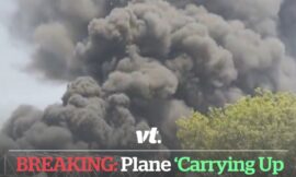 Plane ‘carrying 244 people heading for UK’ crashes as black smoke engulfs sky