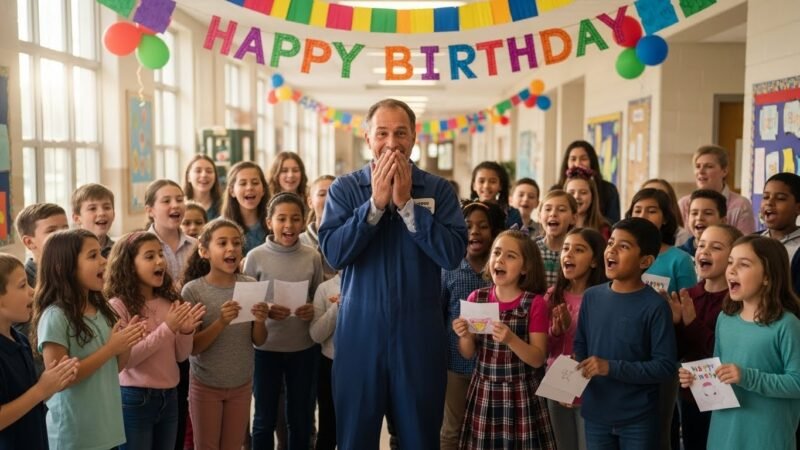 Read more about the article Elementary School Janitor Gets Surprise Of A Lifetime When Students Sing Happy Birthday