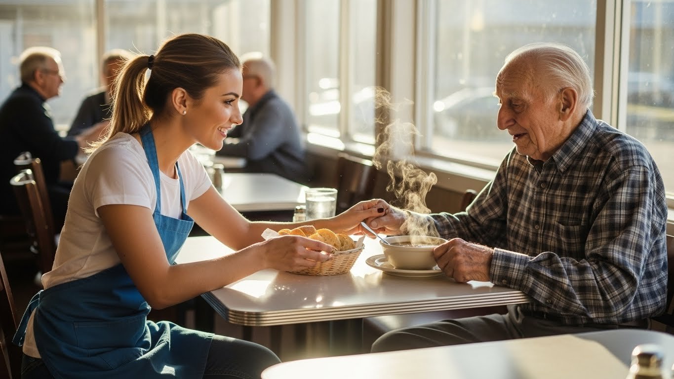 You are currently viewing Waitress Notices Elderly Man Hasnt Ordered Food In Days – What She Does Next Restores Faith In Humanity