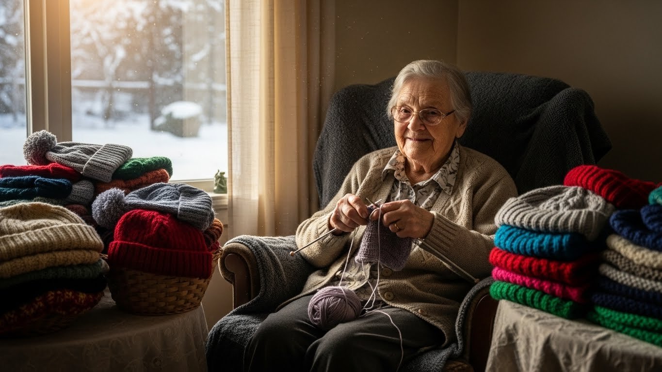 You are currently viewing Elderly Woman Knits Hundreds Of Hats For Homeless – The Reason Why Is Beautiful